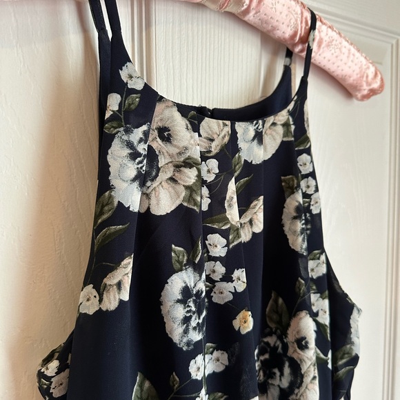Women’s Navy Floral Fit & Flare Spring & Summer Party Dress Size Medium - Picture 2 of 11